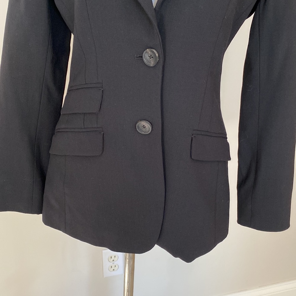 Elie Tahari Black Tailored Slimming Jacket Blazer Leopard Print Lining Sz 2 - Picture 3 of 10